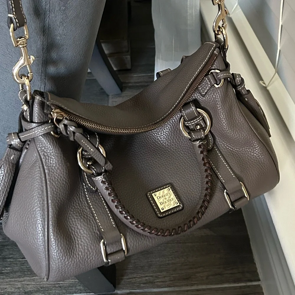 Dooney & Bourke elephant grey Leather Satchel - Picture 11 of 16